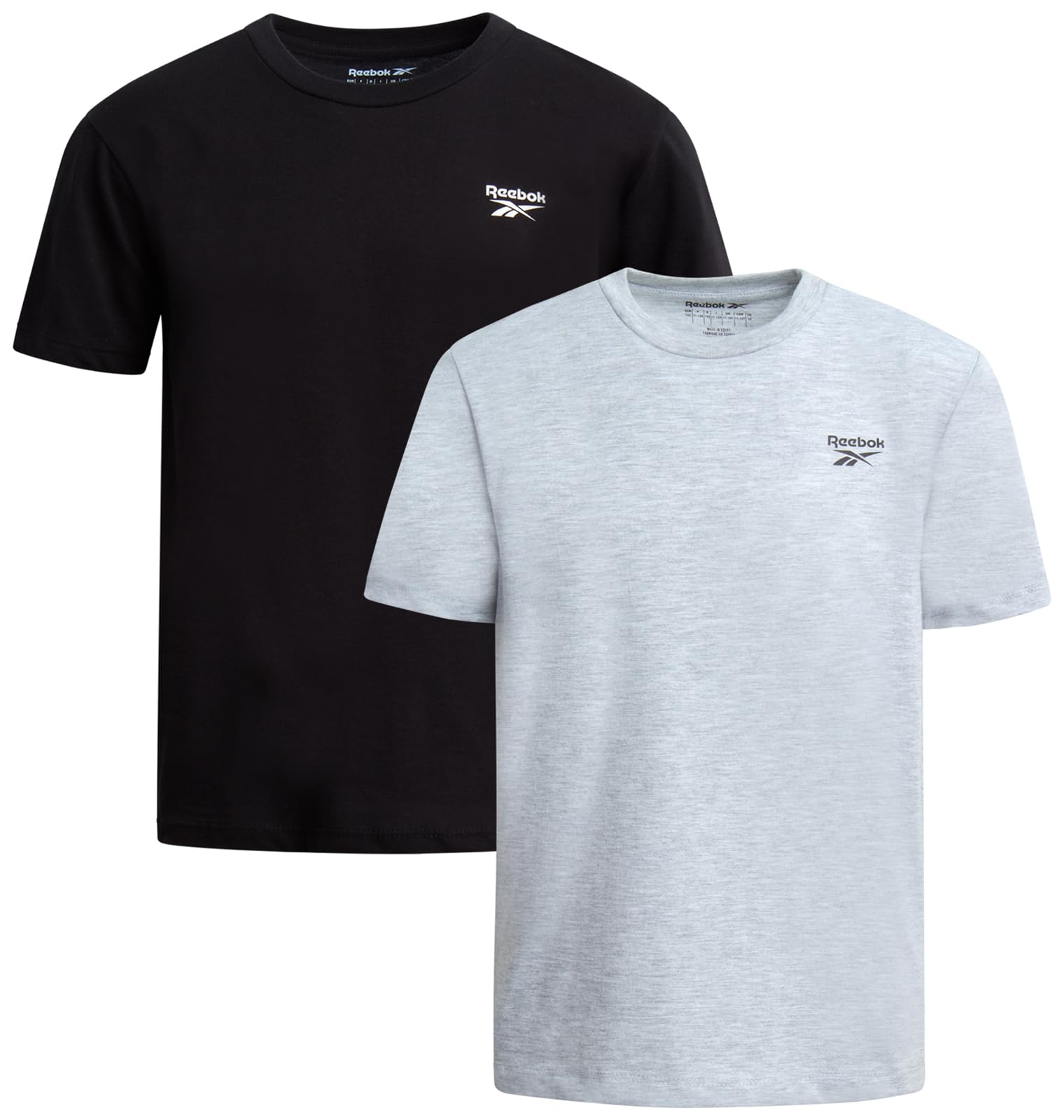 Reebok Boys Shirts - 2 Pack Short Sleeve Logo Cotton T Shirt for Boys - Summer Kids Clothes T-Shirts for School and Play